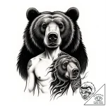 Tattoo sketch, bear transformation shadow loo… – style Flux Inscriptions – tattoo sketch (07.12.2025 20:37)