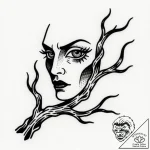 Tat tattoo sketch, branch with intense eyes a… – style Flux Inscriptions – tattoo sketch (08.12.2025 01:57)