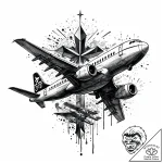 самолет, concept art for tattoo, watercolor t… – style Jaeger Mini – tattoo sketch (08.12.2025 02:37)