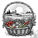 Tattoo sketch, farmer holding a basket overfl… – style Jaeger Mini – tattoo sketch (08.12.2025 06:37)