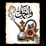 Tat tattoo sketch, hookah pipe emitting smoke… – style Flux Inscriptions – tattoo sketch (08.12.2025 09:57)