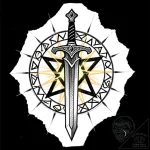Tat tattoo sketch, ballister holding glowing… – style Flux Inscriptions – tattoo sketch (08.12.2025 11:17)