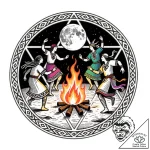 Tat tattoo sketch, pagan sacred circle with d… – style Flux Inscriptions – tattoo sketch (08.12.2025 12:37)