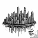 A barcode that morphs into a cityscape, conce… – style Jaeger Mini – tattoo sketch (08.12.2025 14:37)