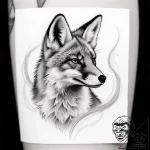 Tat tattoo sketch, fox with swirling abstract… – style Flux Inscriptions – tattoo sketch (08.12.2025 15:17)