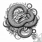 Frosted serpent beneath shattered sky, tattoo… – style Jaeger Mini – tattoo sketch (08.12.2025 15:57)