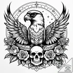 сокол, tattoo flash sheet design, chicano tat… – style Jaeger Simple – tattoo sketch (08.12.2025 20:57)