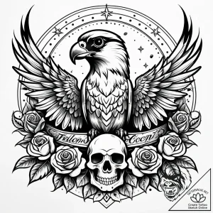 сокол, tattoo flash sheet design, chicano tat… – style Jaeger Simple – tattoo sketch (08.12.2025 20:57)