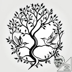 Tattoo design a tree branch with two birds’ n… – style Jagger Old – tattoo sketch (08.12.2025 21:23)