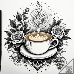 Tattoo sketch, barista pouring latte art with… – style Jaeger Simple – tattoo sketch (08.12.2025 23:38)
