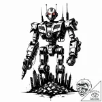 Tattoo sketch, robot army silhouette with cit… – style Jaeger Mini – tattoo sketch (08.12.2025 23:58)