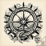 Tat tattoo sketch, sailor steering ship wheel… – style Jaeger Simple – tattoo sketch (09.12.2025 06:17)