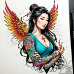 Tattoo sketch, mulan with phoenix wings, symb… – style Jaeger Simple – tattoo sketch (09.12.2025 11:37)