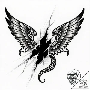 Obsidian wings tearing veil, tattoo line art,… – style Flux Inscriptions – tattoo sketch (09.12.2025 17:37)