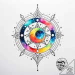 Tattoo sketch a cosmic watercolor background… – style Jaeger Simple – tattoo sketch (09.12.2025 17:41)