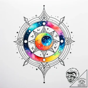 Tattoo sketch a cosmic watercolor background… – style Jaeger Simple – tattoo sketch (09.12.2025 17:41)