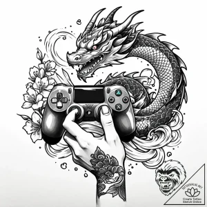 Tattoo design a gamer’s hand holding a glowin… – style Jaeger Mini – tattoo sketch (09.12.2025 17:56)