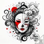 Tattoo sketch, no-face mask with swirling smo… – style Jaeger Simple – tattoo sketch (09.12.2025 18:57)