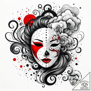 Tattoo sketch, no-face mask with swirling smo… – style Jaeger Simple – tattoo sketch (09.12.2025 18:57)