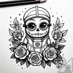 Tattoo sketch, bob minion with teddy bear, ad… – style Jaeger Simple – tattoo sketch (09.12.2025 20:17)