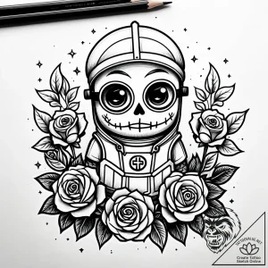 Tattoo sketch, bob minion with teddy bear, ad… – style Jaeger Simple – tattoo sketch (09.12.2025 20:17)