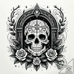 Tattoo sketch a glowing portal frame in a dar… – style Jaeger Simple – tattoo sketch (10.12.2025 00:17)