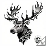 Moose antlers wrapped in vines, concept art f… – style Flux Inscriptions – tattoo sketch (10.12.2025 01:17)