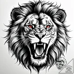 Tattoo sketch, realistic lion roaring with de… – style Jaeger Simple – tattoo sketch (10.12.2025 01:37)