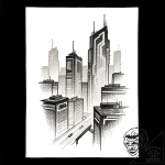 Tattoo design a cyberpunk cityscape made of s… – style Flux Inscriptions – tattoo sketch (10.12.2025 06:37)