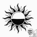 Tattoo sketch, simple thin line sun with rays… – style Flux Inscriptions – tattoo sketch (10.12.2025 14:37)