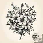 Tattoo design a bouquet of birth flowers for… – style Jaeger Simple – tattoo sketch (10.12.2025 14:57)
