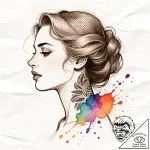 Tattoo sketch a fine line portrait of a woman… – style Flux Inscriptions – tattoo sketch (10.12.2025 21:17)
