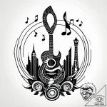 Tat tattoo sketch, colorful cityscape with mu… – style Jagger Old – tattoo sketch (10.12.2025 22:17)