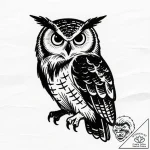 сова, ink illustration for tattoo, black and… – style Flux Inscriptions – tattoo sketch (10.12.2025 22:37)