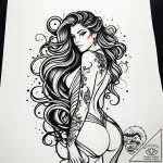 Tat tattoo sketch, model’s silhouette with fl… – style Jaeger Simple – tattoo sketch (11.12.2025 00:17)