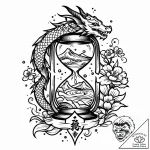 Broken hourglass bleeding sand, tattoo flash… – style Jaeger Mini – tattoo sketch (11.12.2025 00:37)