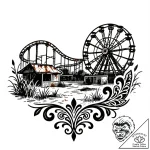 An abandoned amusement park, rusty and overgr… – style Flux Inscriptions – tattoo sketch (11.12.2025 01:17)