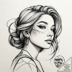 Face, tattoo line art, sepia tone sketch, vin… – style Jaeger Simple – tattoo sketch (11.12.2025 05:37)