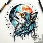 Tattoo sketch, dante howling at moon with mys… – style Jaeger Simple – tattoo sketch (11.12.2025 08:17)