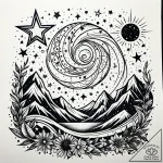 Tat tattoo sketch, starry night sky with glow… – style Jaeger Simple – tattoo sketch (11.12.2025 10:58)