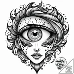 Tattoo sketch, spirit eyes piercing with glow… – style Jaeger Mini – tattoo sketch (11.12.2025 11:16)