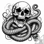 Tattoo sketch, skull entwined by coiling serp… – style Jaeger Simple – tattoo sketch (11.12.2025 12:17)