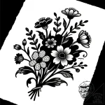 Tattoo sketch a bouquet of wildflowers, varie… – style Flux Inscriptions – tattoo sketch (11.12.2025 13:17)