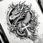 Tattoo sketch, dragon with fiery breath curli… – style Jaeger Simple – tattoo sketch (11.12.2025 16:17)