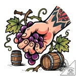 Tat tattoo sketch, winemaker’s hand crushing… – style Flux Inscriptions – tattoo sketch (11.12.2025 19:57)