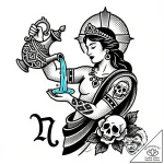Tattoo sketch aquarius’s water-bearer, a myth… – style Flux Inscriptions – tattoo sketch (11.12.2025 21:17)