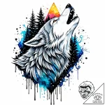 Howling wolf’s silhouette filled with a winte… – style Jaeger Mini – tattoo sketch (11.12.2025 21:56)