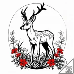 Tattoo sketch, bambi and flower playing in me… – style Jagger Old – tattoo sketch (11.12.2025 22:16)