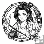 Tattoo sketch, vanellope holding steering whe… – style Jaeger Mini – tattoo sketch (11.12.2025 23:17)