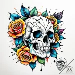 Tat tattoo sketch, neotraditional skull adorn… – style Jaeger Simple – tattoo sketch (12.12.2025 00:17)